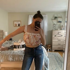 forever 21 cropped floral tank top